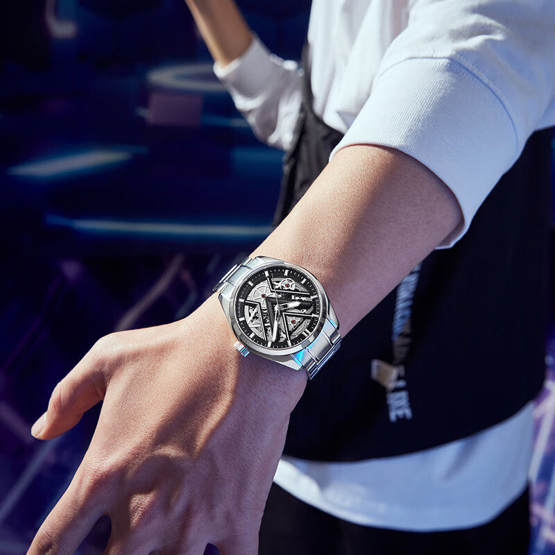 劳士顿手表男战神v系列男士手表全自动镂空机械潮酷防水商务休闲