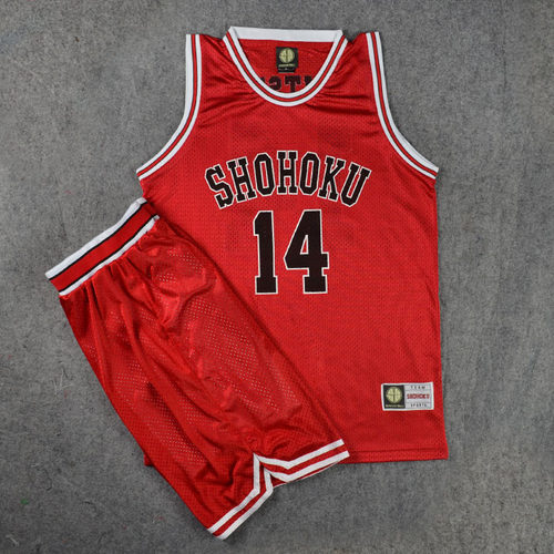 SD灌篮高手球衣队服湘北14号三井寿篮球衣背心篮球服套装训练红色