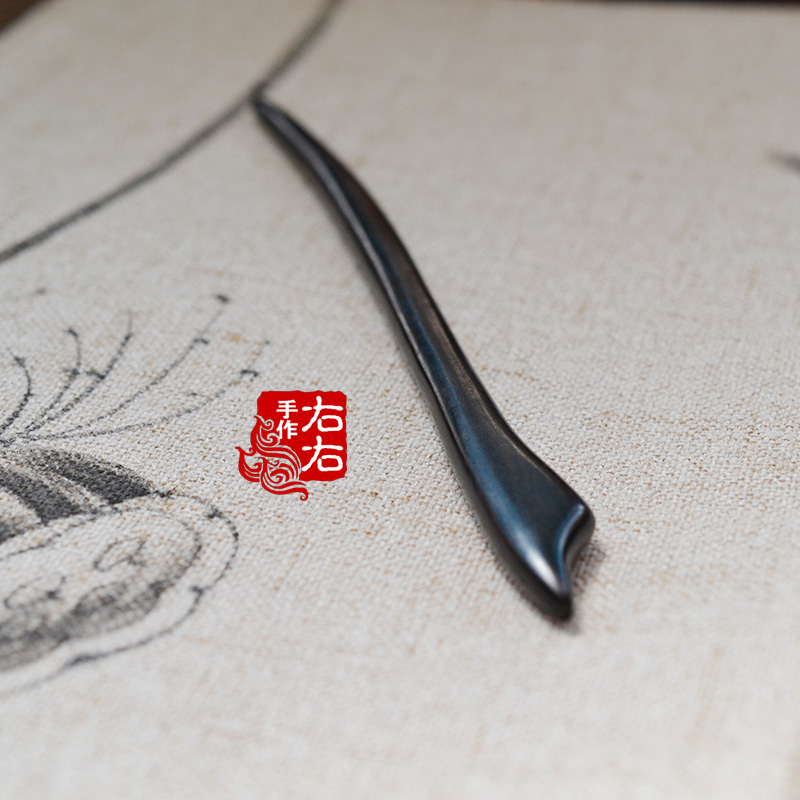 手工黑檀木盘发新娘古风头饰汉服