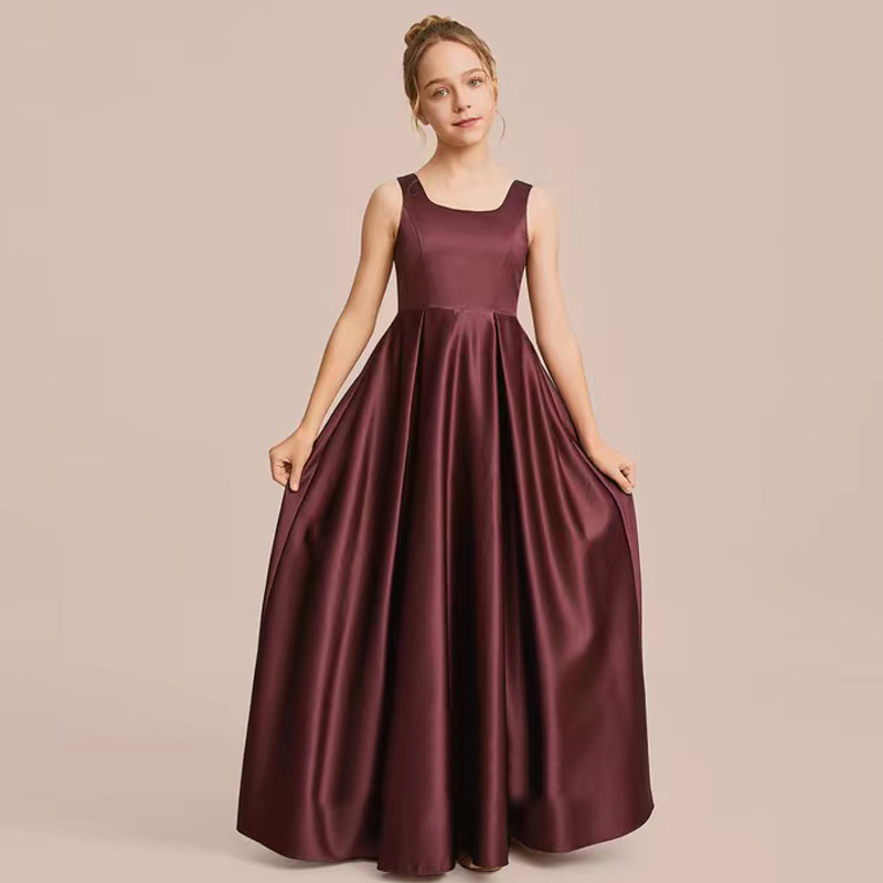 中学生简约大气气质表演礼服长裙