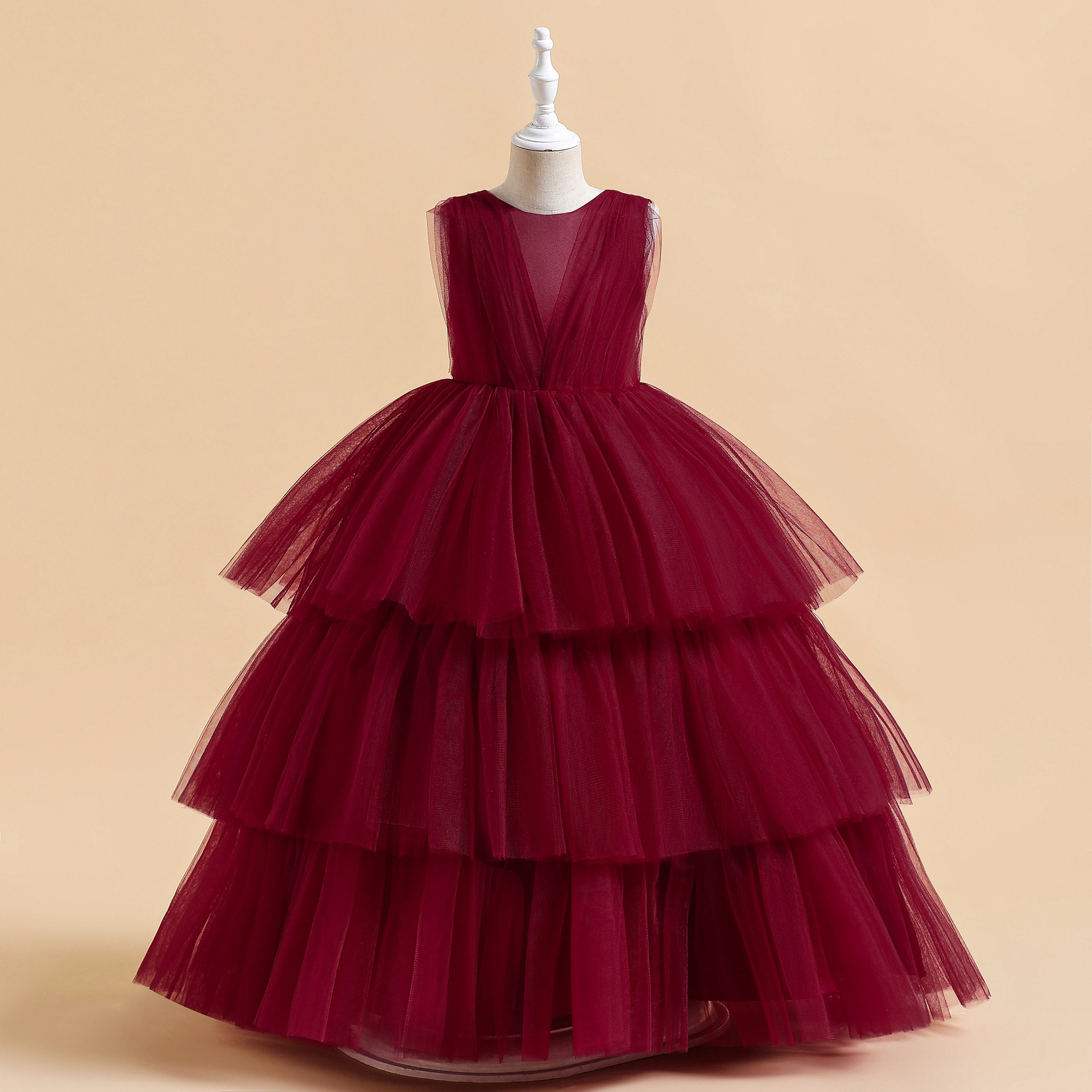 儿童朗诵演讲比赛钢琴表演晚礼服长款高端女大童小提琴走秀公主裙