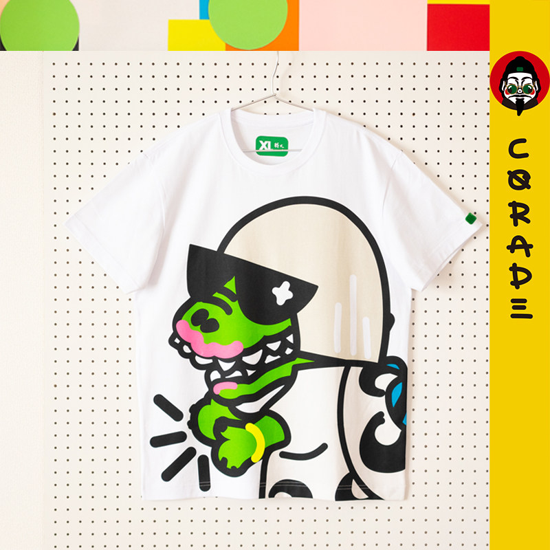 corade宝葫芦 变装拍手恐龙短袖t恤 原创潮流街头青少年ins