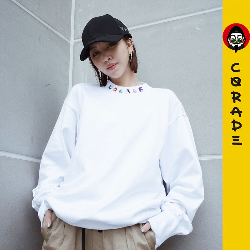 corade宝葫芦 拼贴字母白色卫衣 原创潮流情侣ins