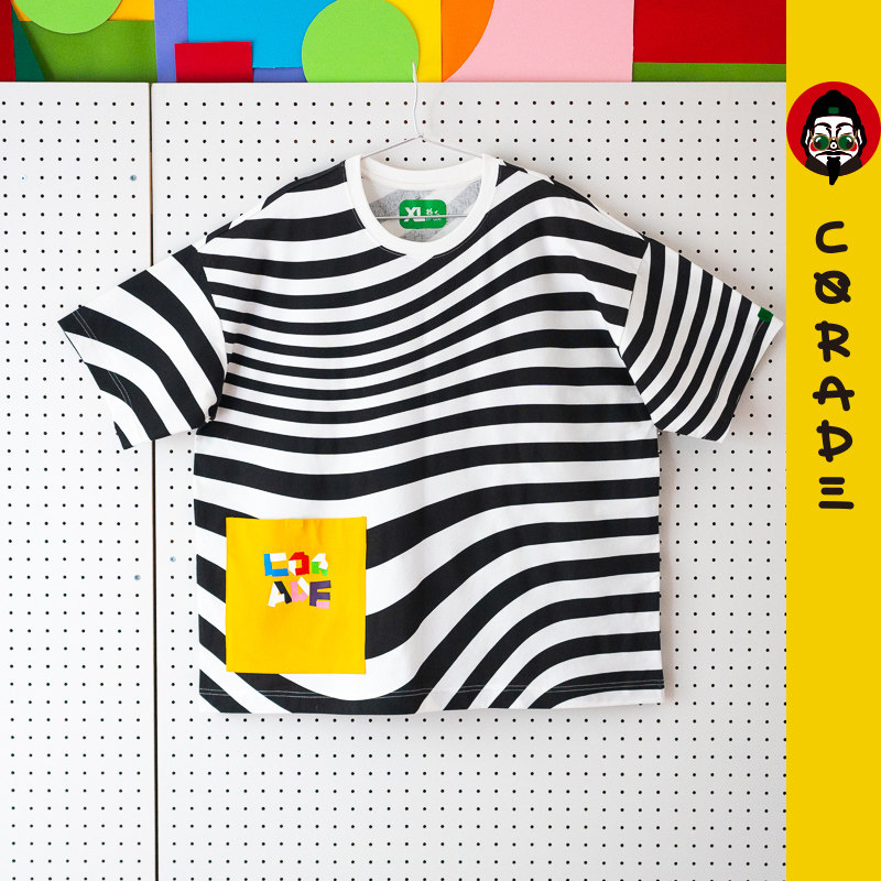 corade宝葫芦 斑马宽版落肩短袖t恤 原创潮流嘻哈情侣装青少年