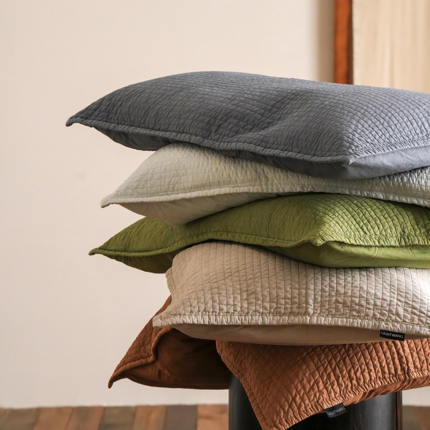 60支重工绗缝全棉砂洗枕套纯棉夹棉水洗单人枕48x74乳胶软枕头套