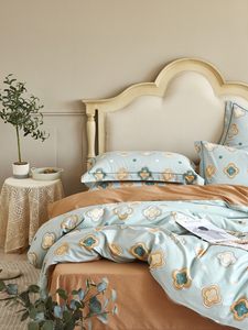床上全棉田园花卉四件套复古纯棉床单被套 美式风高级感床品高端