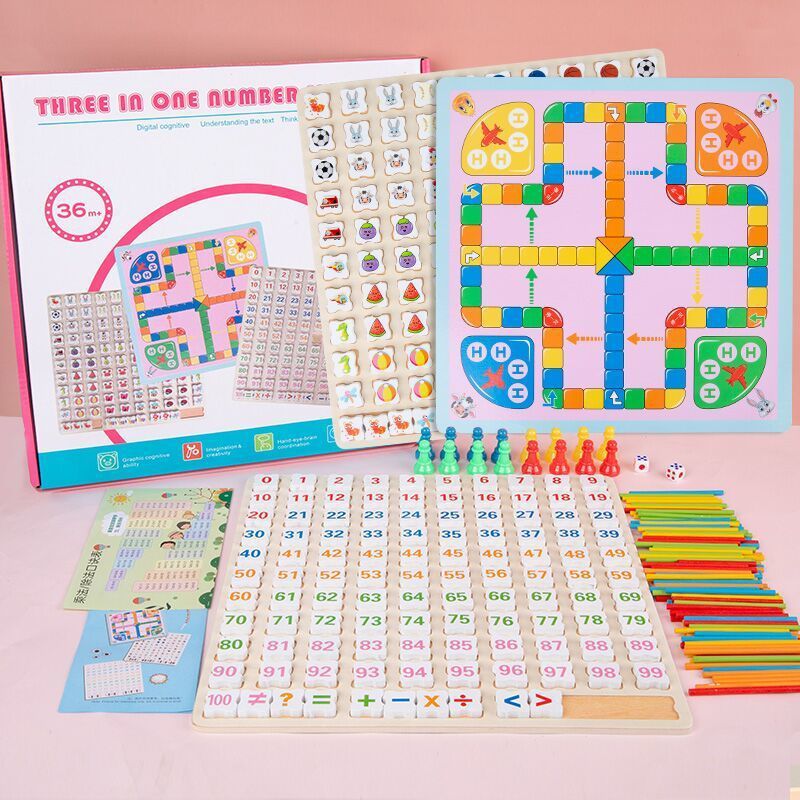 蒙氏百数板木制1到100数字板一年级数学幼儿园教具儿童早教益