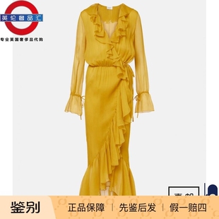 LAURENT SAINT 褶皱丝质绉纹裹身裙 伦敦 英伦代购 包邮 4女新款