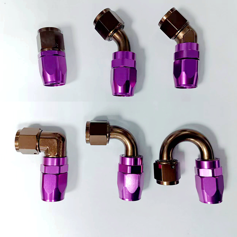 汽车改装油冷AN6AN10古铜色/紫色0度45°90degree油冷接头锻造