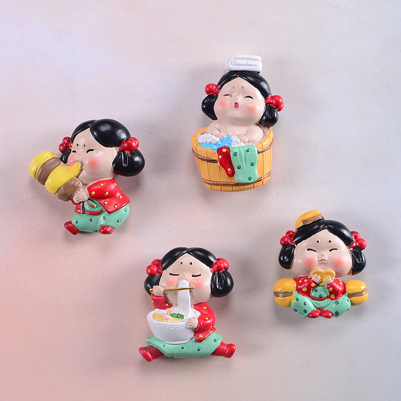 西安吃面胖妞冰箱贴创意立体3d磁性贴个性家居装饰卡通磁力贴