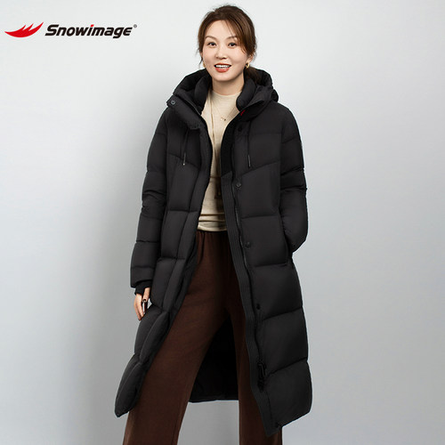 外贸出口单snowimage雪典 长款加厚羽绒服过膝连帽保暖300+克鸭绒