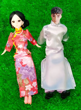 中国风男娃娃长袍衣服单个女玩具