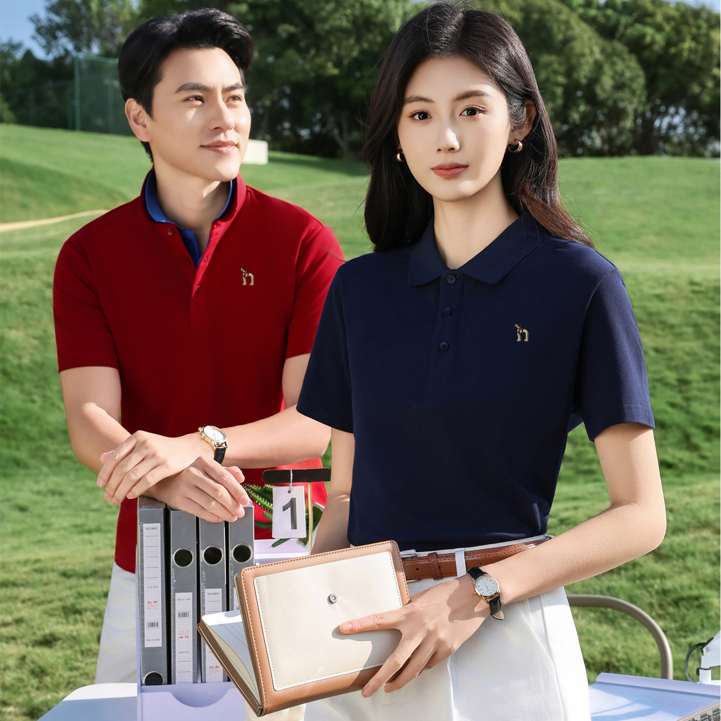 【男女同款】纯棉翻领短袖polo衫女 经典款休闲T恤宽松大码上衣潮
