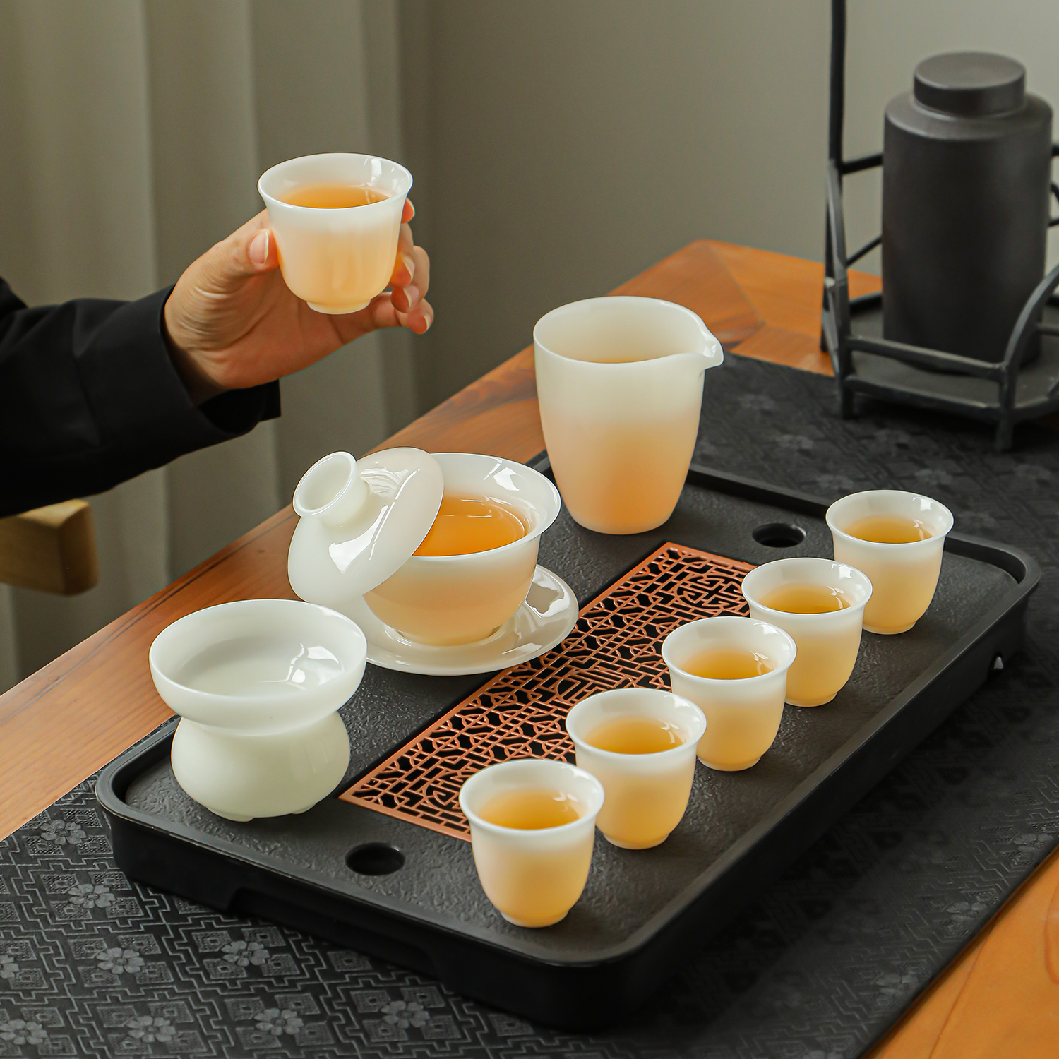 高档轻奢璞玉瓷功夫茶具套装