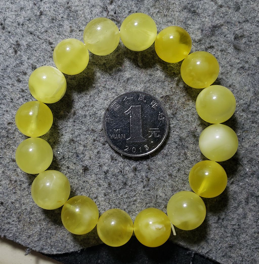 蜜蜡 琥珀 金绞蜜  圆珠 手串 20.9克 13mm m62