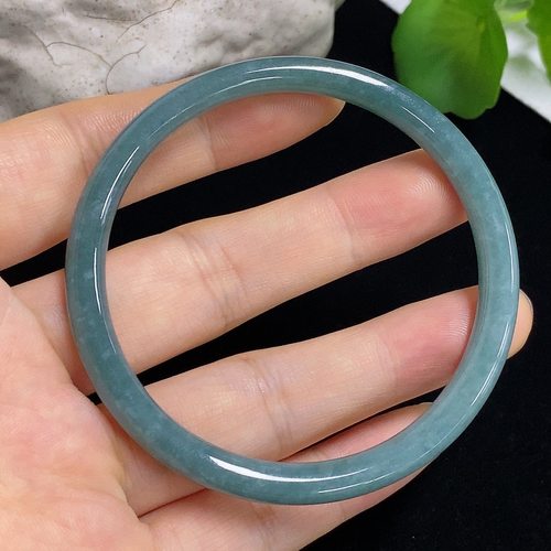 翡翠天然A货圆条手镯镯子圈口55.5MM