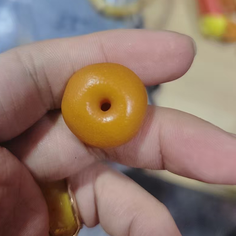蜜蜡橘皮纹漂亮老蜜蜡造型鼓珠饼子墩子扣子23.5*12.5MM3.9克M1