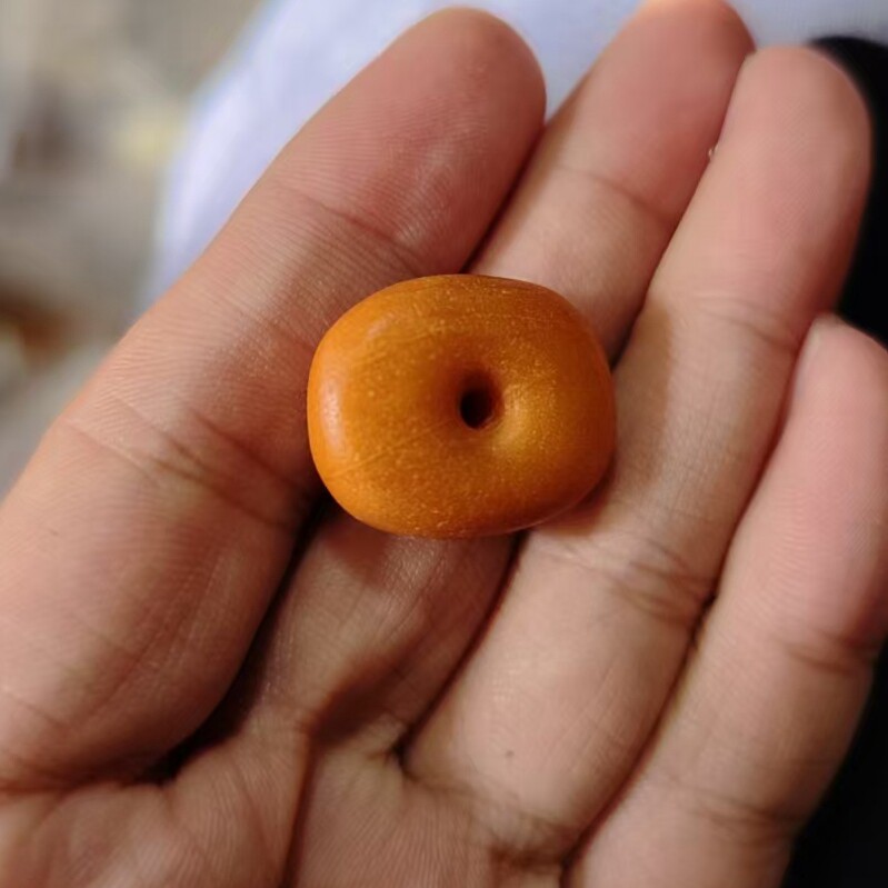 蜜蜡橘皮纹漂亮老蜜蜡造型鼓珠饼子墩子扣子24*9.5MM3克A1