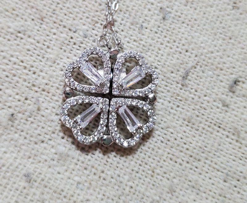 925银四叶草心连心可变形莫桑钻吊坠链子坠子项链吊坠 61-70