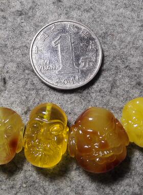 蜜蜡 金珀 罗汉 小雕件 背云 地主佛头 尺寸见对比图 Z35