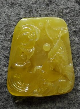 蜜蜡 鱼 吊坠 牌子 坠子 13.82克 45MM 信