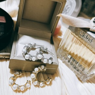 韩国进口东大门小香风珍珠韩剧同款lisa满钻名媛耳环925银针耳钉