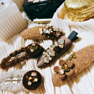 韩国进口东大门小香风巴洛克复古宝石名媛韩剧同款 发夹边夹刘海夹