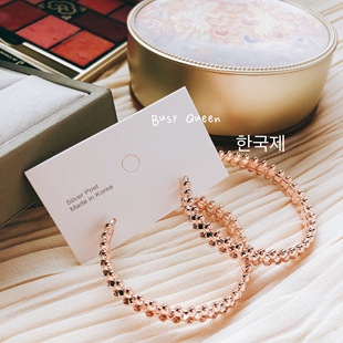 欧美复古小香圆环韩剧虽然是病精神但没关系同款925银针耳钉耳环