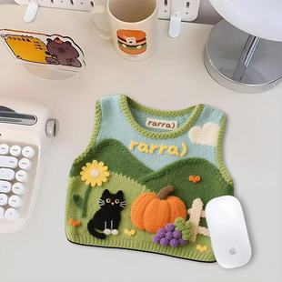 印花毛衣可爱鼠标垫个性 办公室宿舍高颜值电脑桌办公便携家用滑鼠