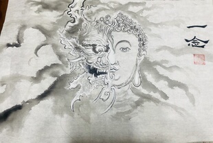 国画一念成佛一念成魔佛像人物画像定制手绘纯手工绘画装饰挂画