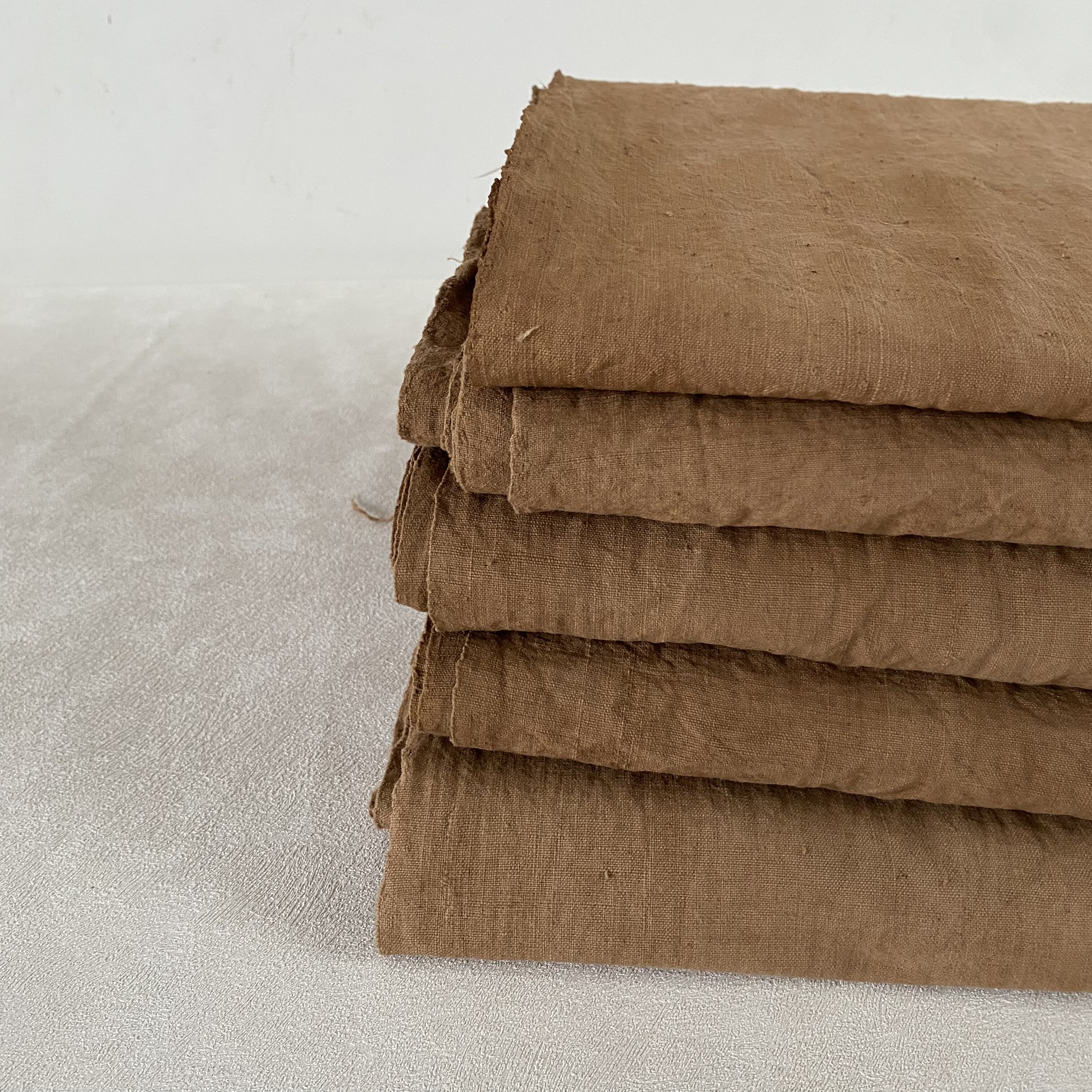 茶染 草木染 植物染老粗布  老土布 手作布 纯棉 纯手工手作布