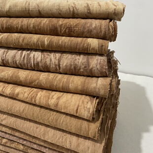 植物染色老土布 扎染 柿染老粗布 手作布手工diy布料 纯手工纯棉