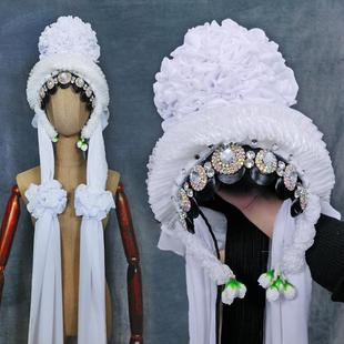 大祭桩京豫剧秦雪梅青白蛇舞台演出戏剧白娘子哭戏头稠花一体头饰