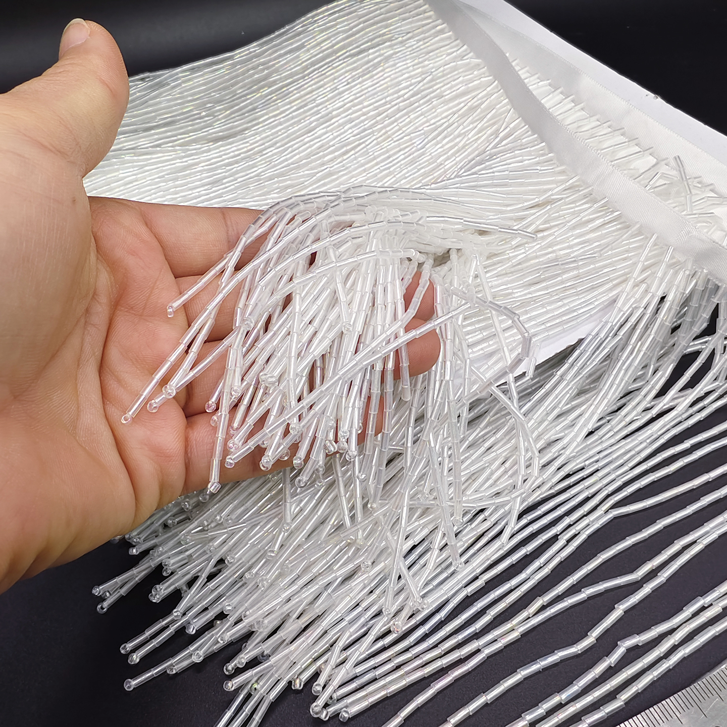 简约玻璃珠链珠帘式流苏花边 服装外套流苏礼服舞蹈裙纺织DIY辅料