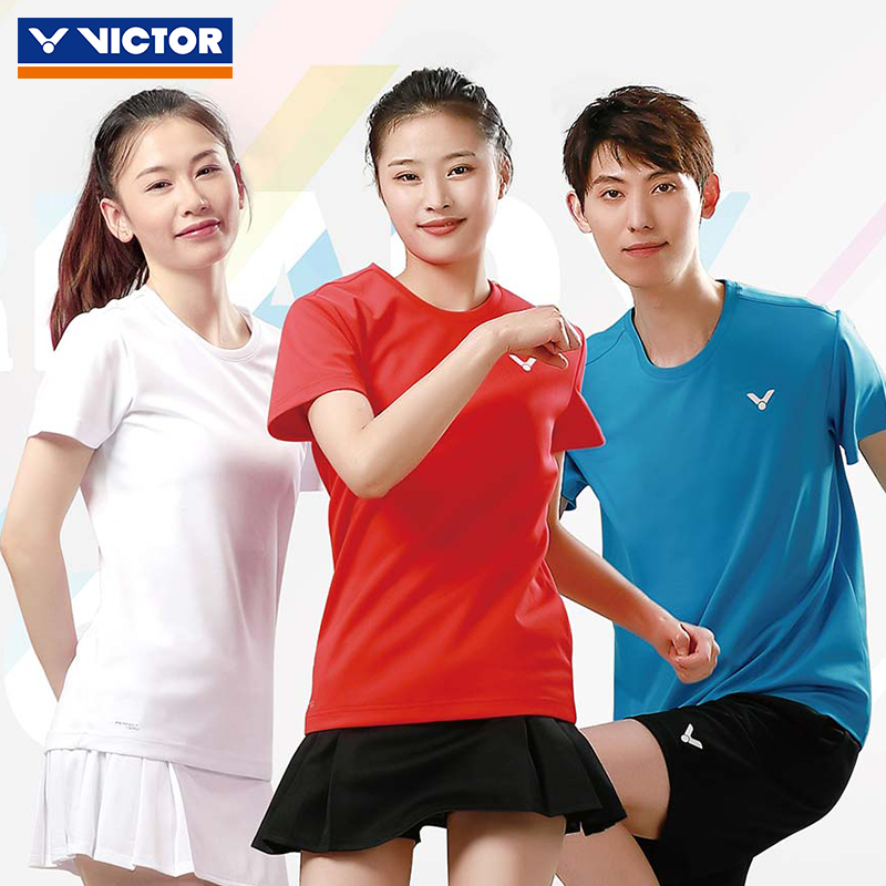 VICTOR胜利羽毛球服男女针织T恤