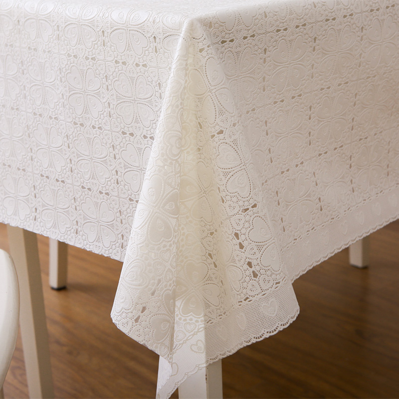欧式PVC塑料防水防油蕾丝桌布