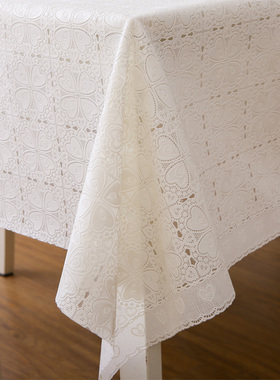 欧式PVC塑料桌布餐桌布防水防油防烫茶几布台布长方形蕾丝花边