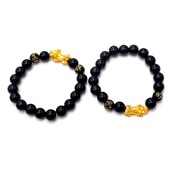 10mm男士 金貔貅黑曜石玻璃手链新奇特跑江湖热卖 地摊夜市货源批发