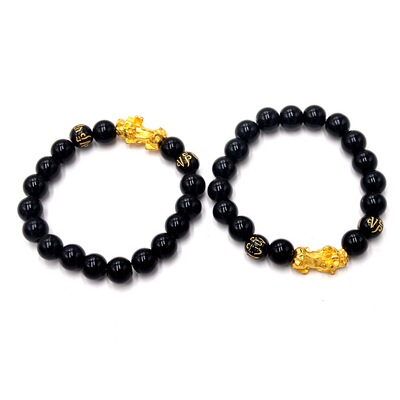 10mm男士金貔貅黑曜石