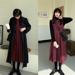 Real price ~ Plaid Dress Medium Length sleeveless pleated skirt