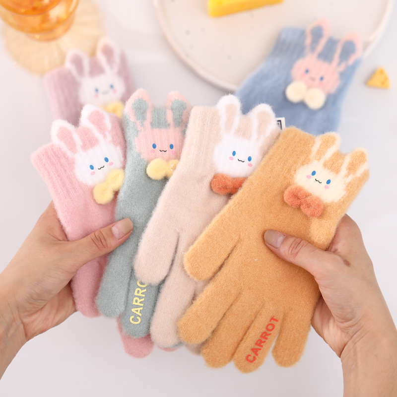 儿童手套女童五指秋冬保暖防冻