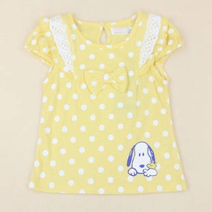 史努比专柜正品 夏款 童装 女童韩版 上衣T恤50083 断码 波点短袖 清仓