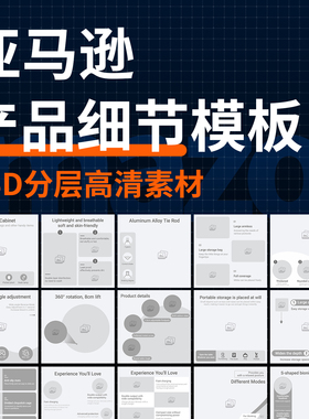 亚马逊主图模板psd文件设计 跨境电商主副图亚马逊a加系列电商图
