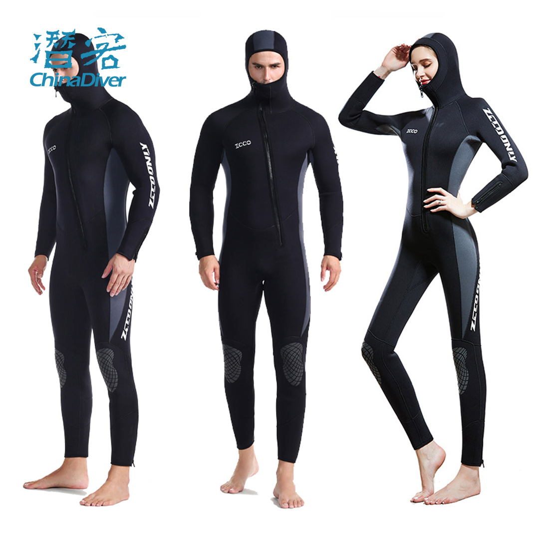 ZCCO5mm潛水服加厚長袖連體帶帽