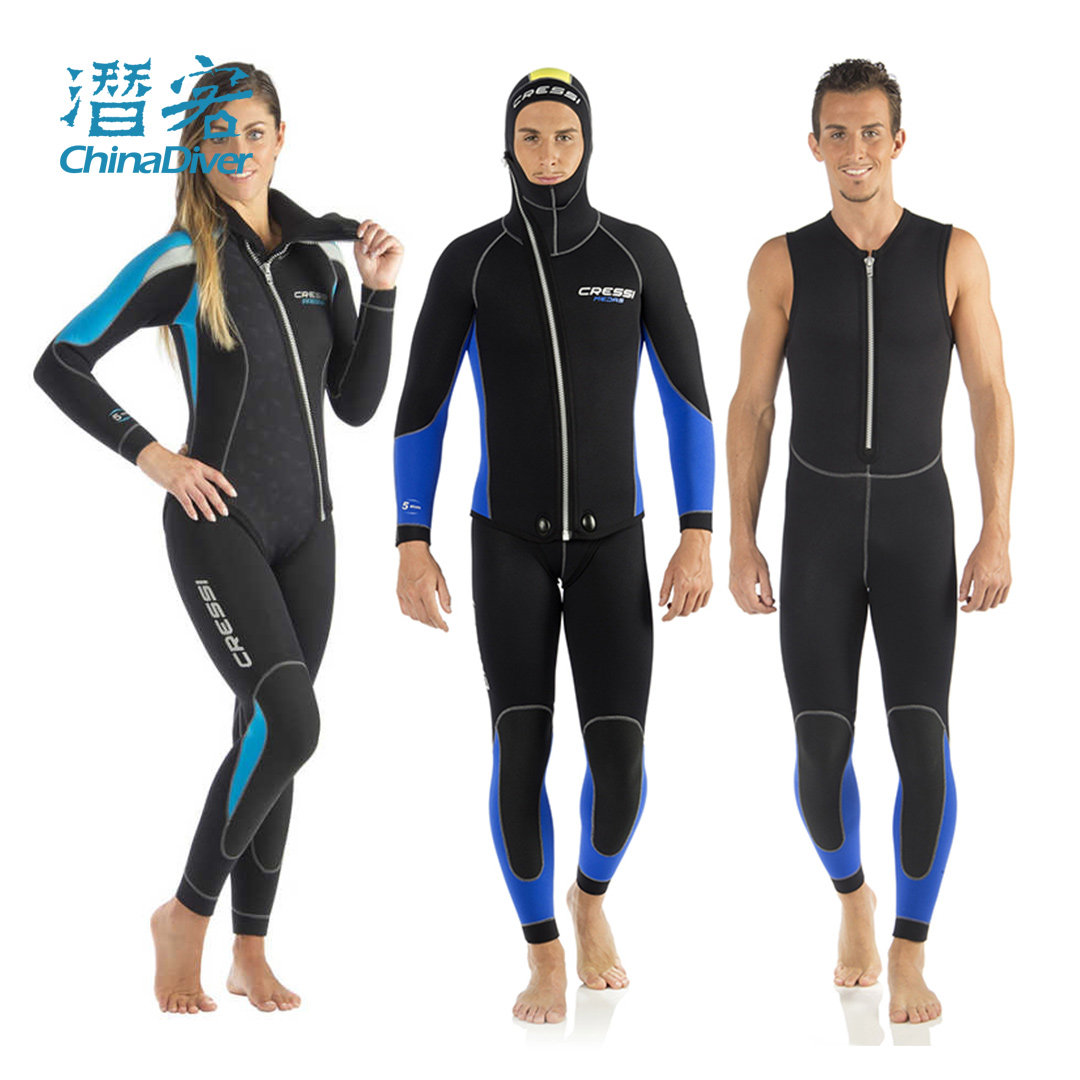 Cressi Medas 专业潜水服冷水分体款带头套夹克式保暖湿衣防寒5mm