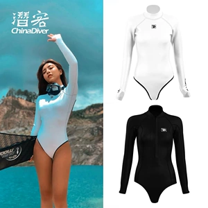 [Trudive 湿衣自由潜泳衣露背潜水服女拉链连体白色比基尼冲浪睿潜]
