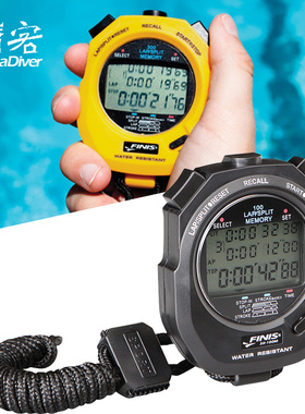 Finis Stopwatch游泳训练电子秒表专业比赛裁判计时器300分段记忆
