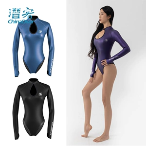 [Trudive 旗袍款比基尼自由潜湿衣连体长袖潜水服国风睿潜2mm]