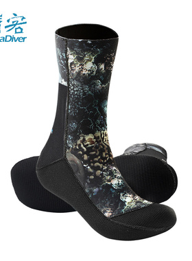 DiveStar 潜水袜男女款长筒耐磨游泳保暖防滑沙滩浮潜迷彩袜子5mm