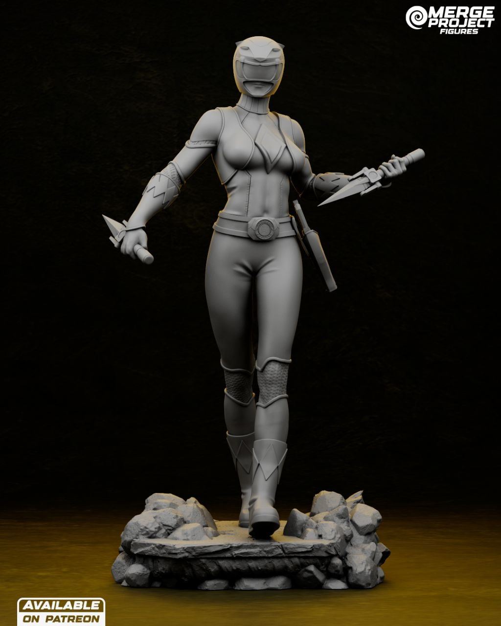 《超凡战队》剑齿虎 黄衣战士 Merge版 已分件 3D模型Stl文件